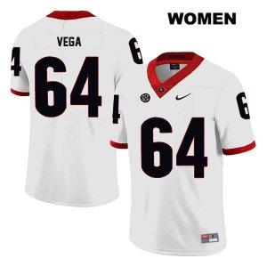 Women's Georgia Bulldogs NCAA #64 JC Vega Nike Stitched White Legend Authentic College Football Jersey UEU1254EG